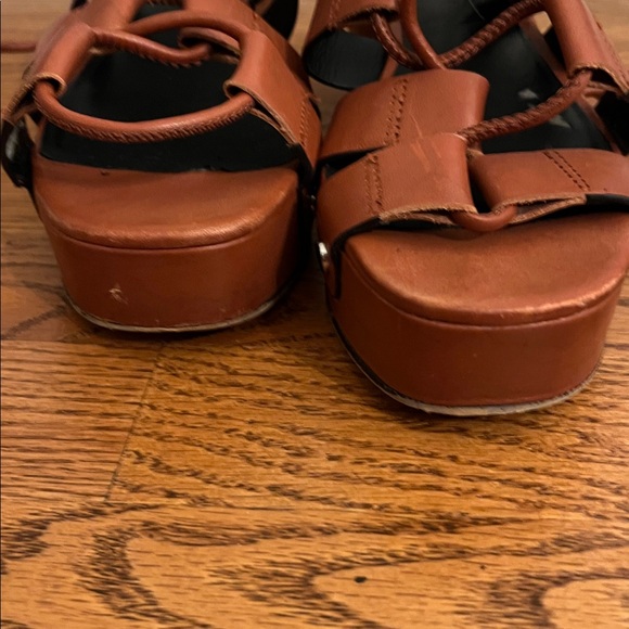 Rebecca Minkoff Iven Brown Leather Lace-Up Gladiator Wedge Platform Sandals 7 - Picture 6 of 9